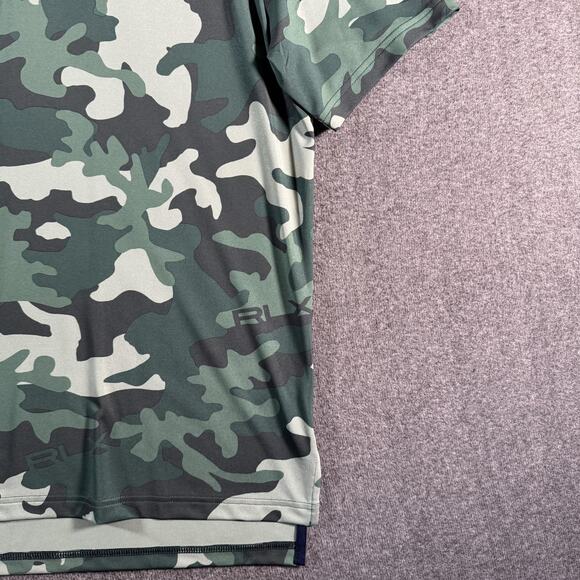 RLX Ralph Lauren Polo Shirt Mens Medium Green Camo Golf Wicking Stretch Tech - Picture 10 of 13